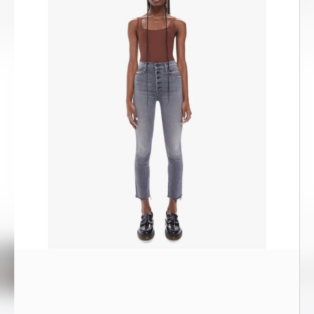 MOTHER The Pixie Dazzler Ankle Fray in Digging Up Dirt GRAY Size 29